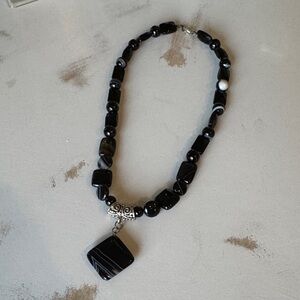 Elegant Black Beaded Necklace